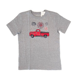 NWT J. Crew Heather Grey Boys' W/Fireworks Truck Graphic Tee